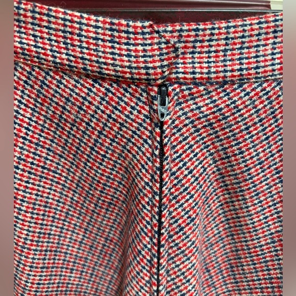 EVAN PICONE VINTAGE WOOL A-LINE RED & BLUE HOUNDSTOOTH RETRO CLASSIC SKIRT SZ 8 - Picture 5 of 10